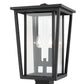 Z-Lite Seoul 11" W x 18" H 2-Light Black Outdoor Post Mount Fixture With Clear Glass Shade