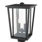 Z-Lite Seoul 11" W x 18" H 2-Light Black Outdoor Post Mount Fixture With Clear Glass Shade