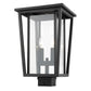 Z-Lite Seoul 11" W x 18" H 2-Light Black Outdoor Post Mount Fixture With Clear Glass Shade