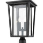 Z-Lite Seoul 11" W x 20" H 2-Light Black Outdoor Post Mount Fixture With Clear Glass Shade