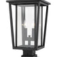 Z-Lite Seoul 11" W x 21" H 2-Light Black Outdoor Post Mount Fixture and Square Pier Mount With Clear Glass Shade