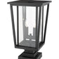 Z-Lite Seoul 11" W x 21" H 2-Light Black Outdoor Post Mount Fixture and Square Pier Mount With Clear Glass Shade