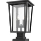 Z-Lite Seoul 11" W x 21" H 2-Light Black Outdoor Post Mount Fixture and Square Pier Mount With Clear Glass Shade