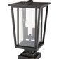 Z-Lite Seoul 11" W x 21" H 2-Light Oil Rubbed Bronze Outdoor Post Mount Fixture and Square Pier Mount With Clear Glass Shade