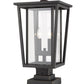 Z-Lite Seoul 11" W x 21" H 2-Light Oil Rubbed Bronze Outdoor Post Mount Fixture and Square Pier Mount With Clear Glass Shade