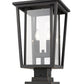 Z-Lite Seoul 11" W x 21" H 2-Light Oil Rubbed Bronze Outdoor Post Mount Fixture and Square Pier Mount With Clear Glass Shade
