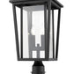 Z-Lite Seoul 11" W x 22" H 2-Light Black Outdoor Post Mount Fixture and Square Pier Mount With Clear Glass Shade
