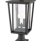 Z-Lite Seoul 11" W x 22" H 2-Light Oil Rubbed Bronze Outdoor Post Mount Fixture and Square Pier Mount With Clear Glass Shade
