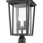 Z-Lite Seoul 11" W x 22" H 2-Light Oil Rubbed Bronze Outdoor Post Mount Fixture and Square Pier Mount With Clear Glass Shade
