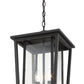 Z-Lite Seoul 12" 2-Light Black Aluminum Outdoor Chain Mount Ceiling Fixture With Clear Glass Shade