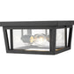 Z-Lite Seoul 12" 3-Light Black Aluminum Outdoor Flush Mount With Clear Glass Shade