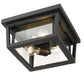 Z-Lite Seoul 12" 3-Light Black Aluminum Outdoor Flush Mount With Clear Glass Shade