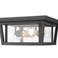 Z-Lite Seoul 12" 3-Light Oil Rubbed Bronze Aluminum Outdoor Flush Mount With Clear Glass Shade