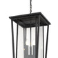 Z-Lite Seoul 14" 3-Light Black Aluminum Outdoor Chain Mount Ceiling Fixture With Clear Glass Shade