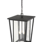 Z-Lite Seoul 14" 3-Light Black Aluminum Outdoor Chain Mount Ceiling Fixture With Clear Glass Shade