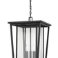 Z-Lite Seoul 14" 3-Light Black Aluminum Outdoor Chain Mount Ceiling Fixture With Clear Glass Shade