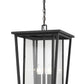 Z-Lite Seoul 14" 3-Light Black Aluminum Outdoor Chain Mount Ceiling Fixture With Clear Glass Shade