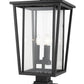 Z-Lite Seoul 14" W x 25" H 3-Light Black Outdoor Post Mount Fixture and Square Pier Mount With Clear Glass Shade