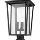 Z-Lite Seoul 14" W x 25" H 3-Light Black Outdoor Post Mount Fixture and Square Pier Mount With Clear Glass Shade