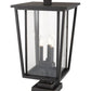 Z-Lite Seoul 14" W x 25" H 3-Light Oil Rubbed Bronze Outdoor Post Mount Fixture and Square Pier Mount With Clear Glass Shade