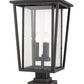 Z-Lite Seoul 14" W x 25" H 3-Light Oil Rubbed Bronze Outdoor Post Mount Fixture and Square Pier Mount With Clear Glass Shade