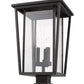 Z-Lite Seoul 14" W x 25" H 3-Light Oil Rubbed Bronze Outdoor Post Mount Fixture and Square Pier Mount With Clear Glass Shade