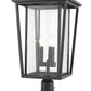 Z-Lite Seoul 14" W x 26" H 3-Light Black Outdoor Post Mount Fixture and Square Pier Mount With Clear Glass Shade