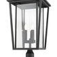 Z-Lite Seoul 14" W x 26" H 3-Light Black Outdoor Post Mount Fixture and Square Pier Mount With Clear Glass Shade