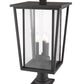 Z-Lite Seoul 14" W x 26" H 3-Light Oil Rubbed Bronze Outdoor Post Mount Fixture and Square Pier Mount With Clear Glass Shade