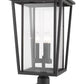 Z-Lite Seoul 14" W x 26" H 3-Light Oil Rubbed Bronze Outdoor Post Mount Fixture and Square Pier Mount With Clear Glass Shade