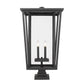 Z-Lite Seoul 18" 4-Light Black Outdoor Post Mount Fixture and Square Pier Mount With Clear Glass Shade