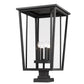 Z-Lite Seoul 18" 4-Light Black Outdoor Post Mount Fixture and Square Pier Mount With Clear Glass Shade