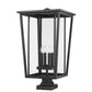 Z-Lite Seoul 18" 4-Light Black Outdoor Post Mount Fixture and Square Pier Mount With Clear Glass Shade