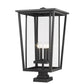 Z-Lite Seoul 18" 4-Light Black Outdoor Post Mount Fixture and Square Pier Mount With Clear Glass Shade