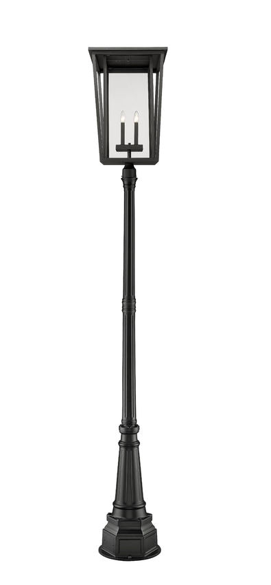 Z-Lite Seoul 18" W x 113" H 4-Light Black Aluminum Frame Clear Glass Shade Outdoor Post Mounted Fixture