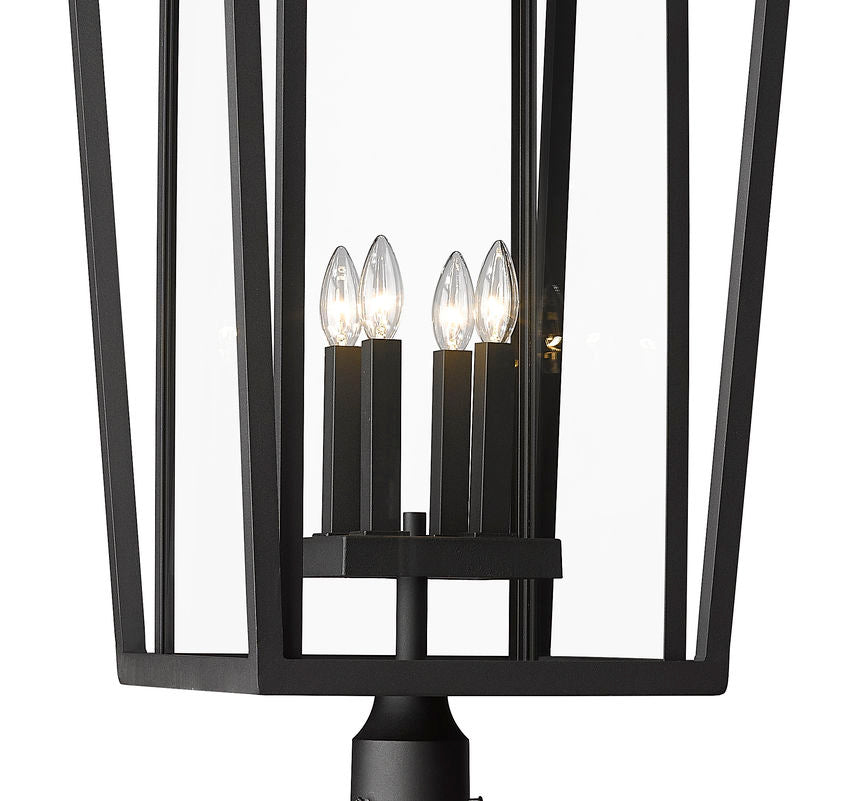 Z-Lite Seoul 18" W x 113" H 4-Light Black Aluminum Frame Clear Glass Shade Outdoor Post Mounted Fixture