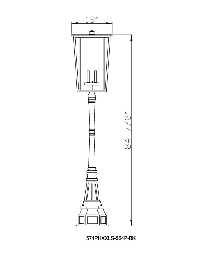 Z-Lite Seoul 18" W x 113" H 4-Light Black Aluminum Frame Clear Glass Shade Outdoor Post Mounted Fixture