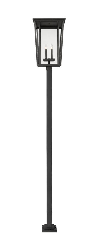 Z-Lite Seoul 18" W x 125" H 4-Light Black Aluminum Frame Clear Glass Shade Outdoor Post Mounted Fixture