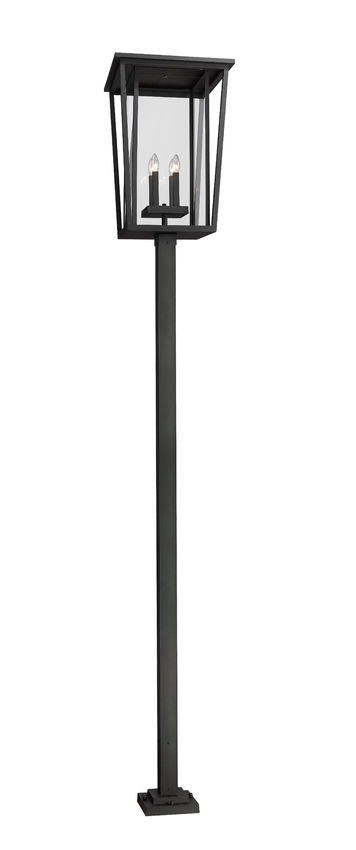 Z-Lite Seoul 18" W x 125" H 4-Light Black Aluminum Frame Clear Glass Shade Outdoor Post Mounted Fixture