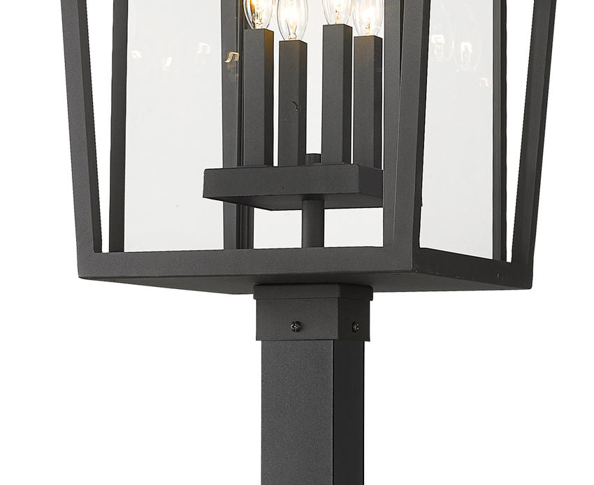 Z-Lite Seoul 18" W x 125" H 4-Light Black Aluminum Frame Clear Glass Shade Outdoor Post Mounted Fixture