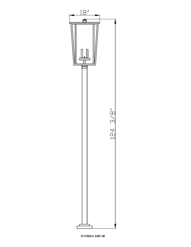 Z-Lite Seoul 18" W x 125" H 4-Light Black Aluminum Frame Clear Glass Shade Outdoor Post Mounted Fixture