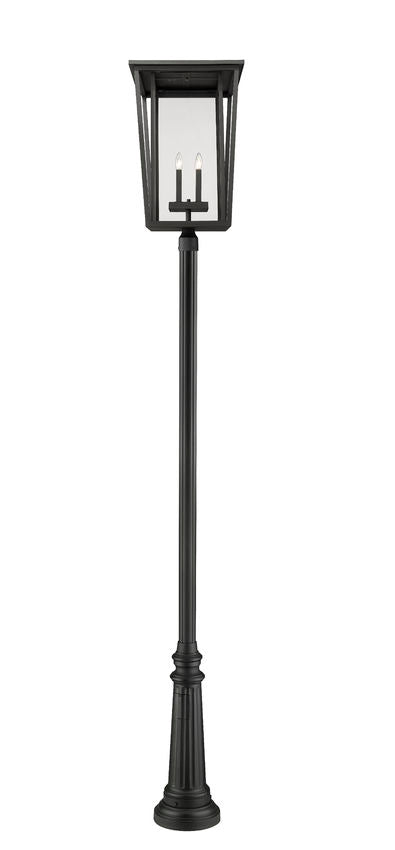 Z-Lite Seoul 18" W x 126" H 4-Light Black Aluminum Frame Clear Glass Shade Outdoor Post Mounted Fixture