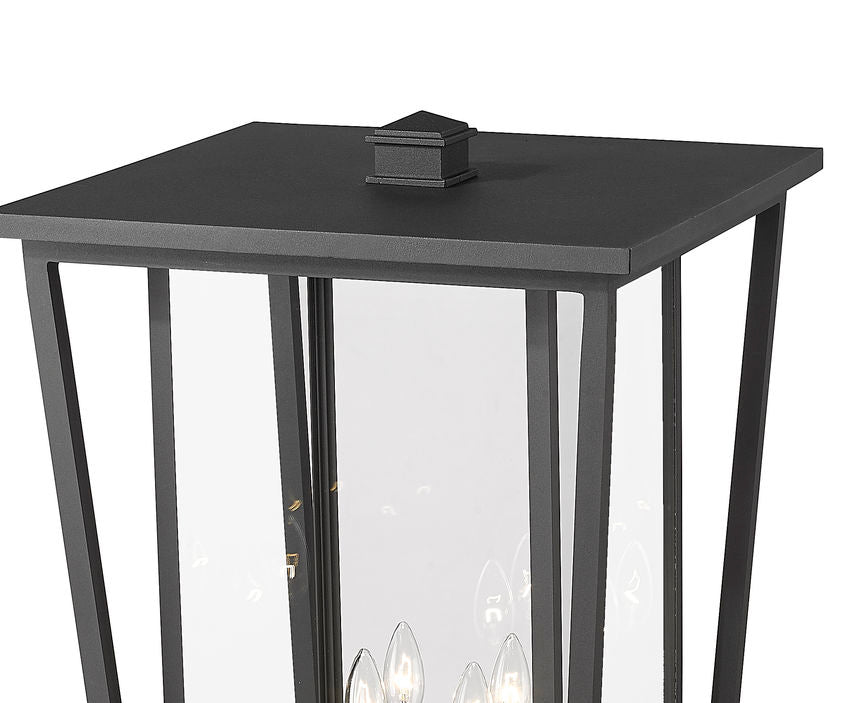 Z-Lite Seoul 18" W x 126" H 4-Light Black Aluminum Frame Clear Glass Shade Outdoor Post Mounted Fixture
