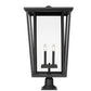 Z-Lite Seoul 18" W x 32" H 4-Light Black Outdoor Post Mount Fixture and Square Pier Mount With Clear Glass Shade
