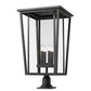 Z-Lite Seoul 18" W x 32" H 4-Light Black Outdoor Post Mount Fixture and Square Pier Mount With Clear Glass Shade