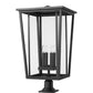 Z-Lite Seoul 18" W x 32" H 4-Light Black Outdoor Post Mount Fixture and Square Pier Mount With Clear Glass Shade
