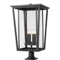 Z-Lite Seoul 18" W x 32" H 4-Light Black Outdoor Post Mount Fixture and Square Pier Mount With Clear Glass Shade