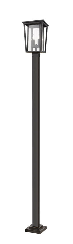 Z-Lite Seoul 2-Light Aluminum Oil Rubbed Bronze Frame Clear Glass Shade Outdoor Post Mounted Fixture