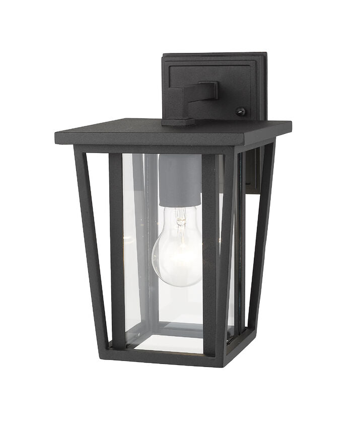 Z-Lite Seoul 8" 1-Light Black Outdoor Wall Sconce With Clear Glass Shade