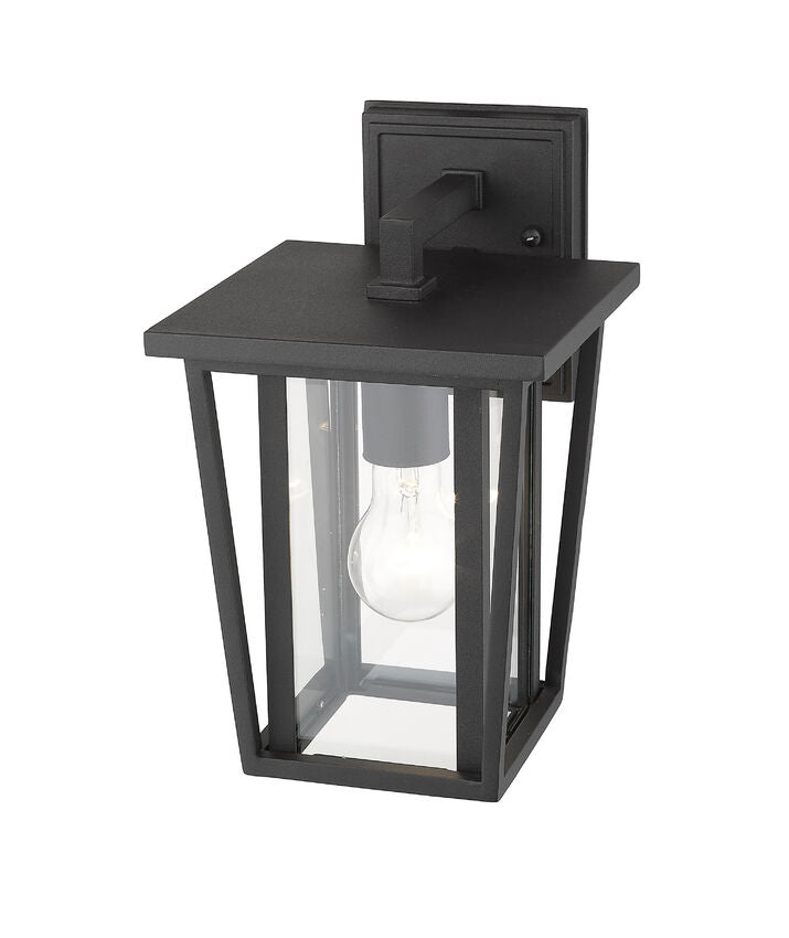 Z-Lite Seoul 8" 1-Light Black Outdoor Wall Sconce With Clear Glass Shade